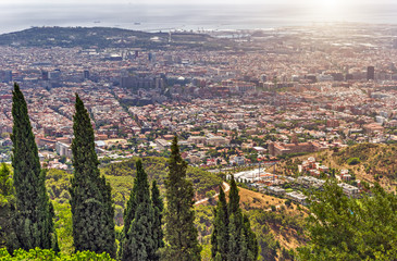 Barcelona skyline panoramic view, Spain