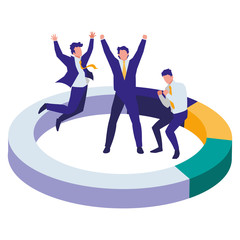 elegant businessmen celebrating in infographic ring