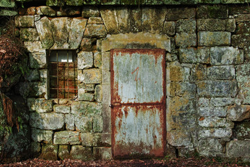 old door of brick building