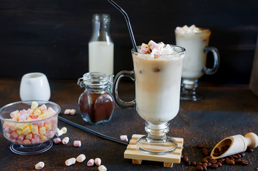 two cup of iced coffee with milk