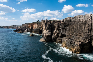 Beautiful aerial vibrant view of Boca Do Inferno, Hell's Mouth, Cascais, District of Lisbon,...