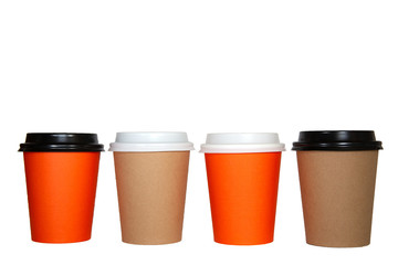 Coffee cups on a white background