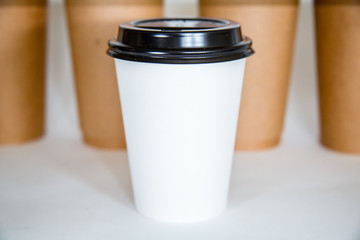 Coffee cups on a white background