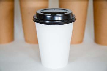 Coffee cups on a white background