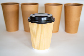 Coffee cups on a white background