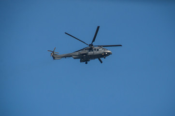 Fototapeta na wymiar Flying helicopters in the sky. 