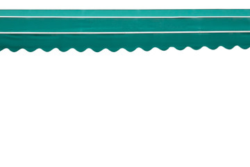 green curve awning isolate on white background. green canvas shading.
