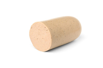 Liver sausage isolated on white background.
