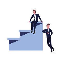 businessmen team top stairs