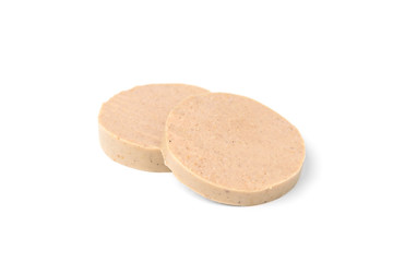 Liver sausage isolated on white background.