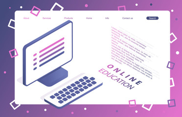 Landing page template of online education. Modern flat design concept of web page design for website and mobile website. Vector illustration in flat design.
