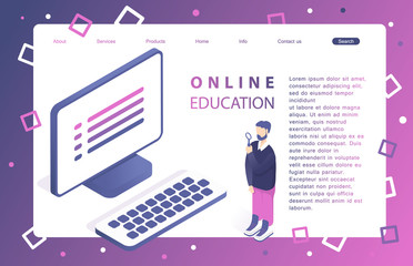 Landing page template of online education. Modern flat design concept of web page design for website and mobile website. Vector illustration in flat design.