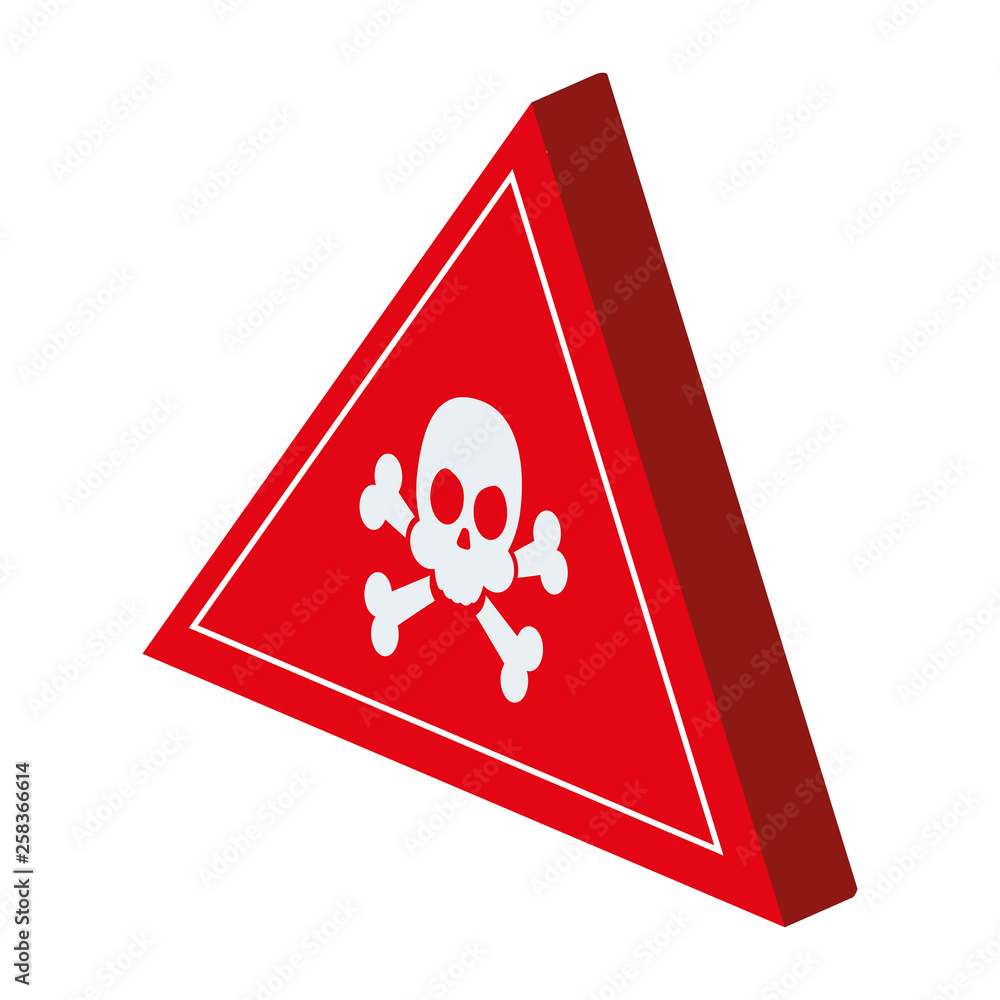 Poster alert signal triangle with skull