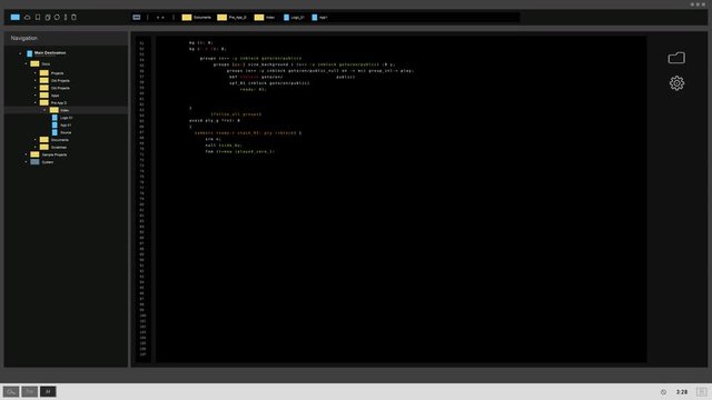 programming, coding and technology concept - system command processing on dark computer display