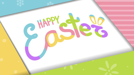 happy Easter letters fashionable frame design multi-color banner, poster, card greeting holiday