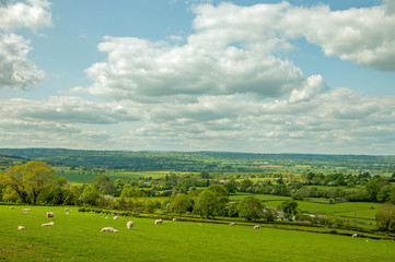 Fototapeta na wymiar Summer landscape around the hills of Hay on Wye, England and Wales.