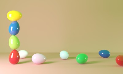 Colorful easter eggs 3D illustration
