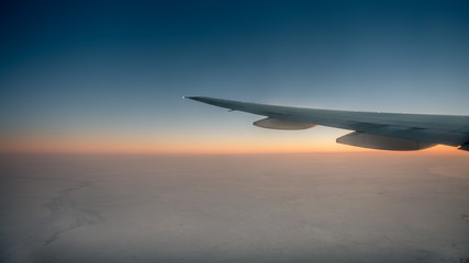 Wonderful View Of The Twilight Sky Through The Window An Airplane