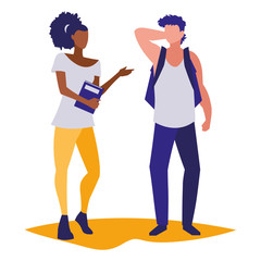 young couple students modeling