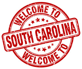 welcome to South Carolina red round vintage stamp