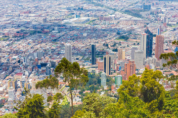 Bogota aerial view of San Diego, Bavaria Park, Bello Horizonte and Santa Fe districts