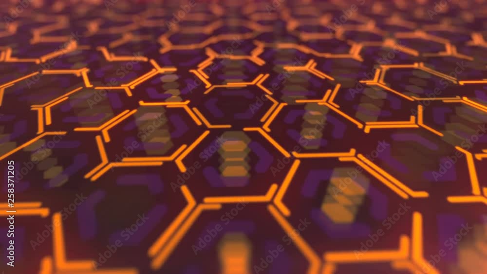 Poster Digital animation of colored led particles shapes. Abstract VJ motion background. 3d rendering. 4K, Ultra HD resolution