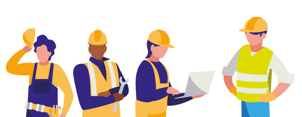 group of men builders working