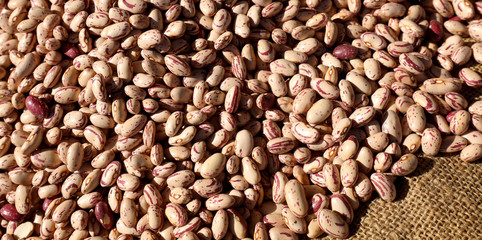 many beans on the jute fabric