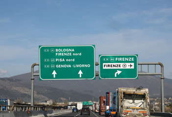 Big traffic signs in tuscany near Florence