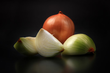 onion isolated from the black background