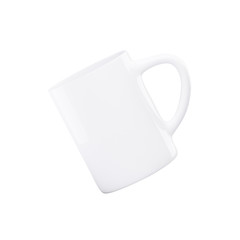White empty coffee mug template isolated on white background. 3d illustration.