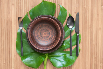 Tropical eco style table setting
