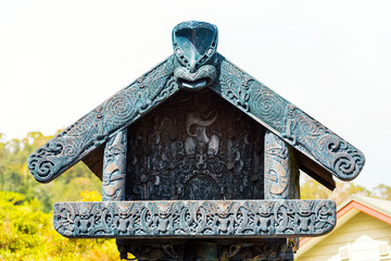 The traditional construction of Maori for the storage of supplies, Rotorua, New Zealand.