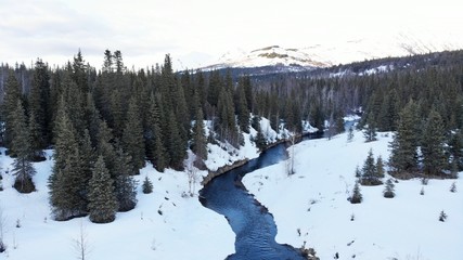 Spring views from the Chugach mountains in Alaska 