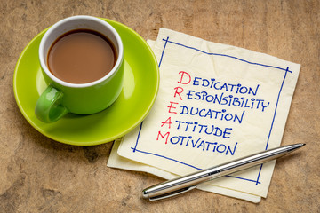 dedication, responsibility, education concept