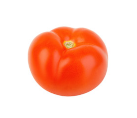 Fresh ripe red tomato close up isolated on white