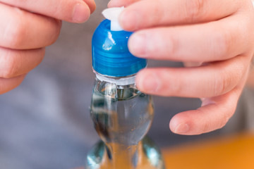 Preparing drink(open bottle) soda pop/Japanese lemonade