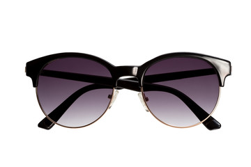 Stylish women's sunglasses on a white background. Front view.	