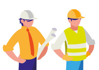 couple of men builders working