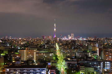 Fototapeta na wymiar aerial photography of Tokyo night view. Tokyo, Japan 