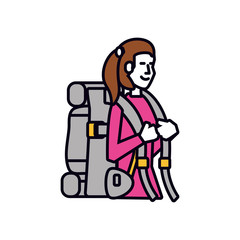 traveler woman with travel bag avatar character