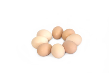 Chicken eggs diet homemade on a white background.