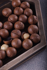 Macadamia nuts closeup.