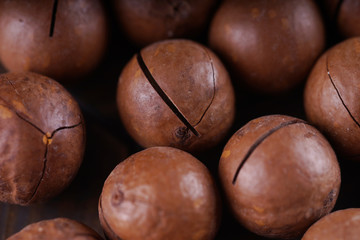 Macadamia nuts closeup.