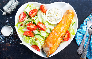 salmon with salad