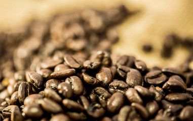 coffee beans on wooden background