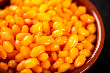 Pepper yellow lantern chili, Capsicum chinense, originating in the Americas and matrix for hybrid peppers burned most of the world.