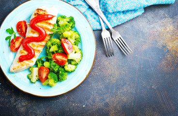 fried chicken with broccoli