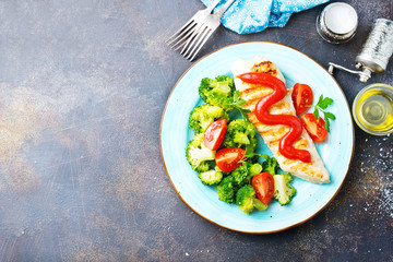 fried chicken with broccoli
