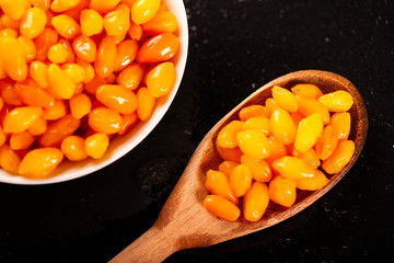 Pepper yellow lantern chili, Capsicum chinense, originating in the Americas and matrix for hybrid peppers burned most of the world.